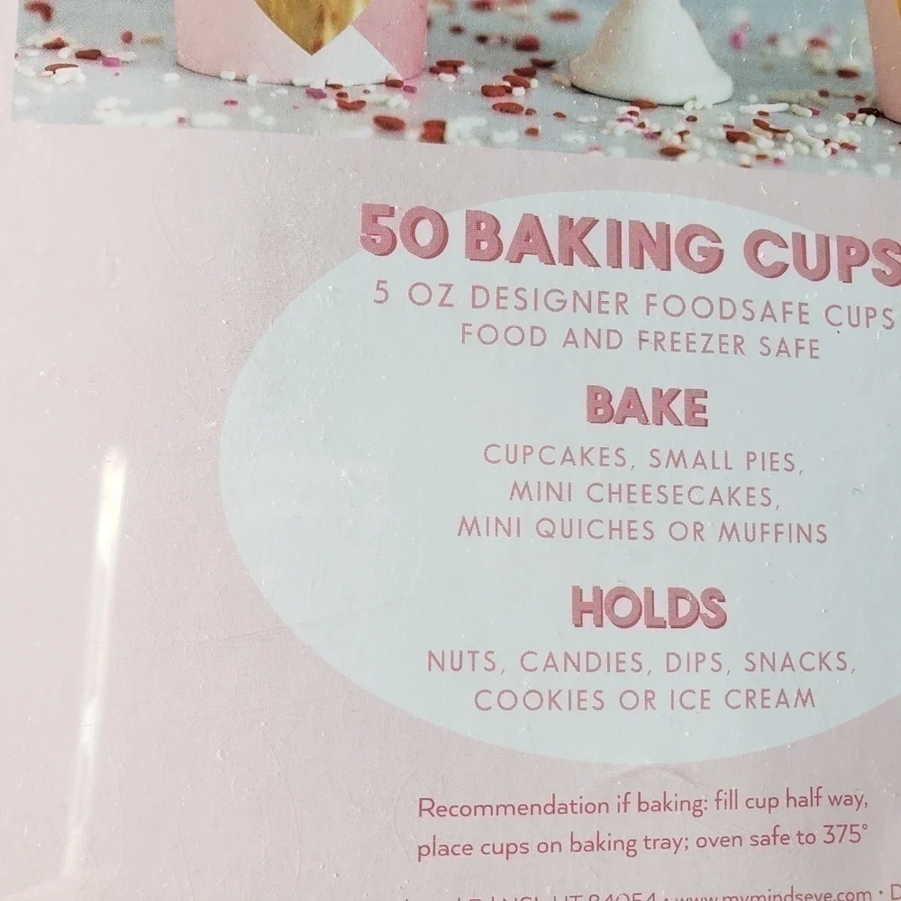 NWT - 50 Pink Heart and Love Baking Cups 2
